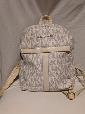 Michael Kors Cream & White MK Logo Mini Backpack